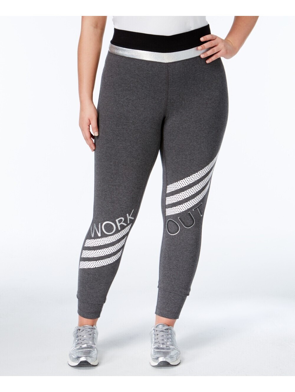Material Girl Womens Plus Size Active Striped Leggings Size 3X